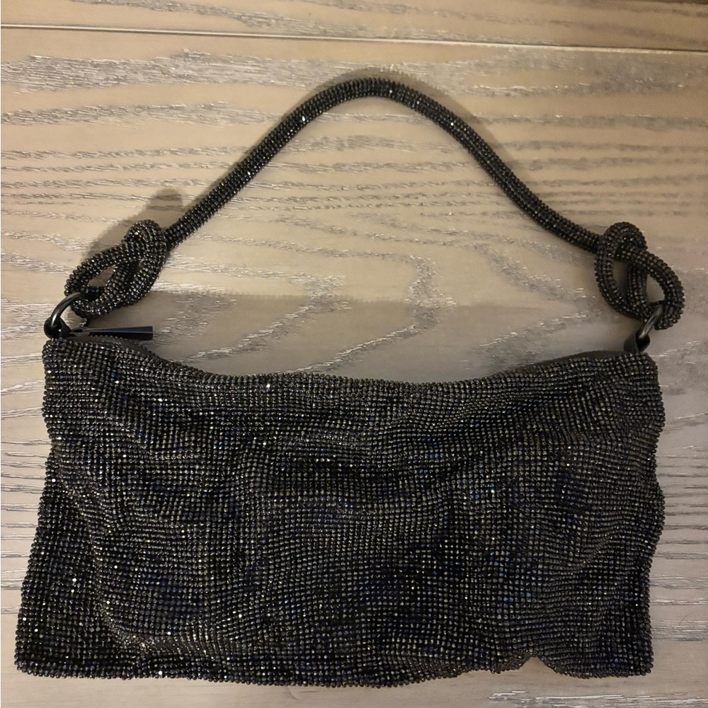 Express Shimmering rhinestone knot Black Shoulder Bag - Picture 7 of 7